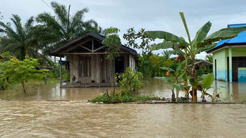 Banjir di Kecamatan Long Kali dan Muara Komam merendam 14 Desa dan 2 Kelurahan. (dok. simpul.media)